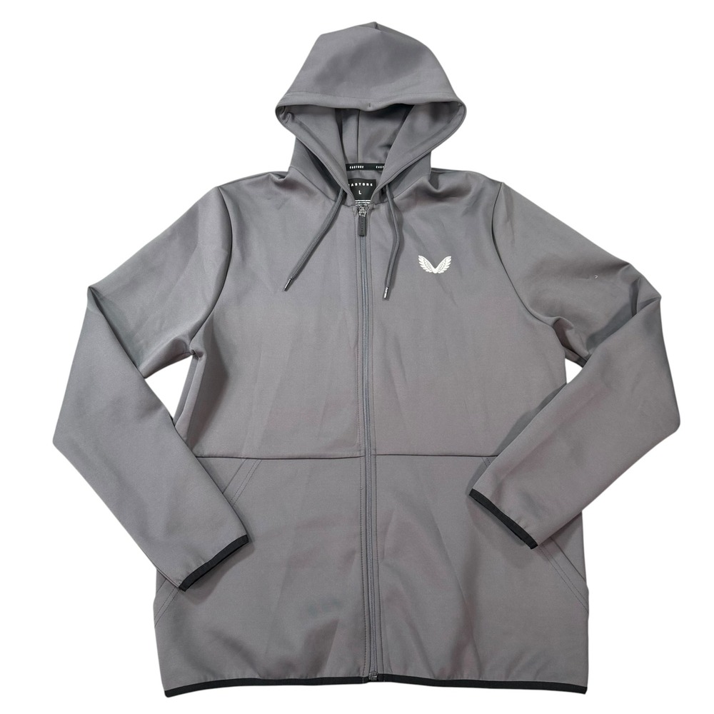 Castore Mens Full Zip Performance Hoodie Grey Logo Activewear Hoodie Size L